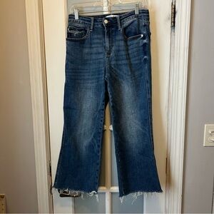 Judy Blue Dark Wash Wide Leg Crop Fringe Jeans